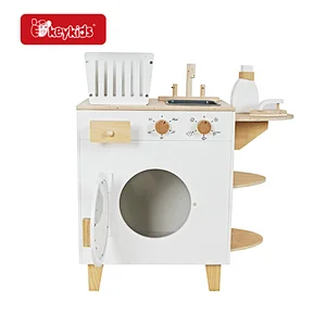 Hot sale pretend play laundry station wooden washing machine toy for children W10D804